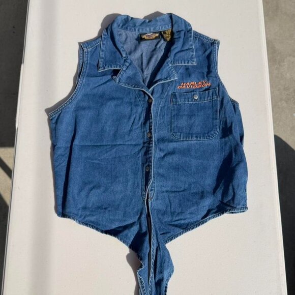 Harley-Davidson Denim Tie-Front Vest - Picture 2 of 6